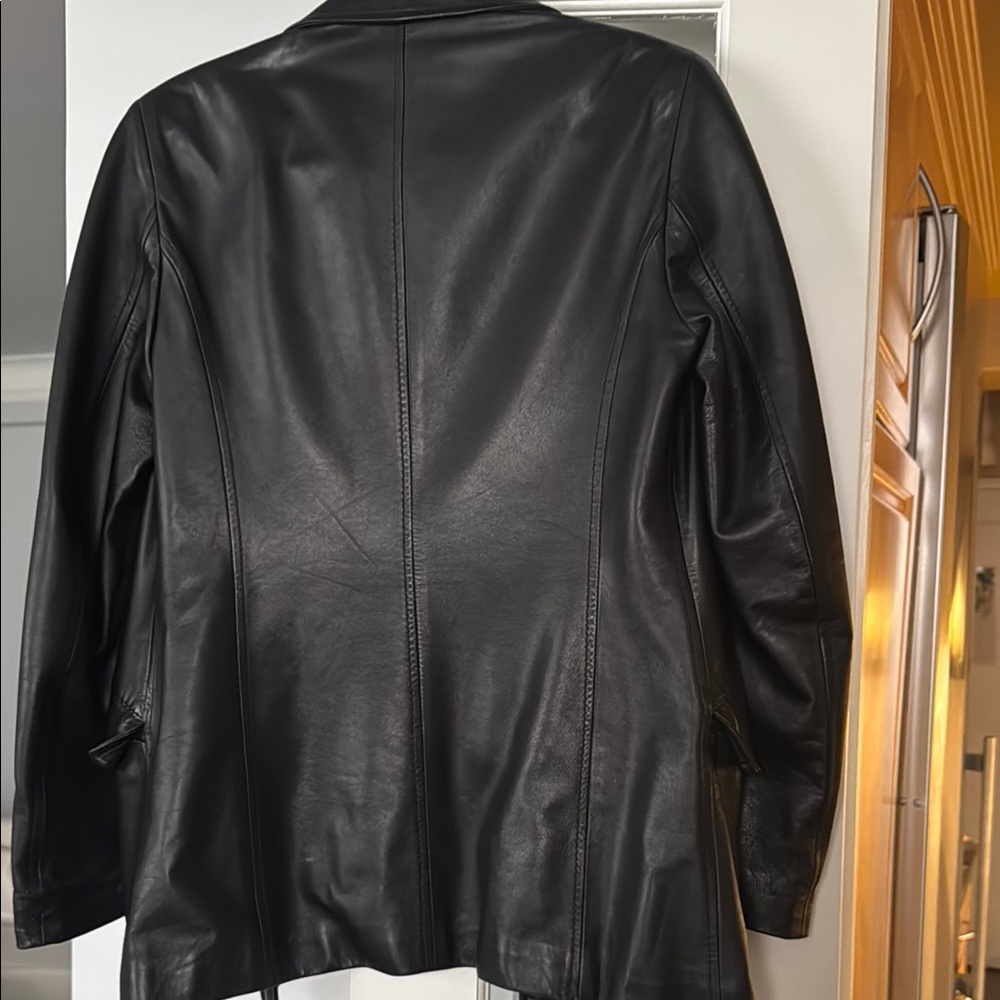 Pollini Black Leather Blazer